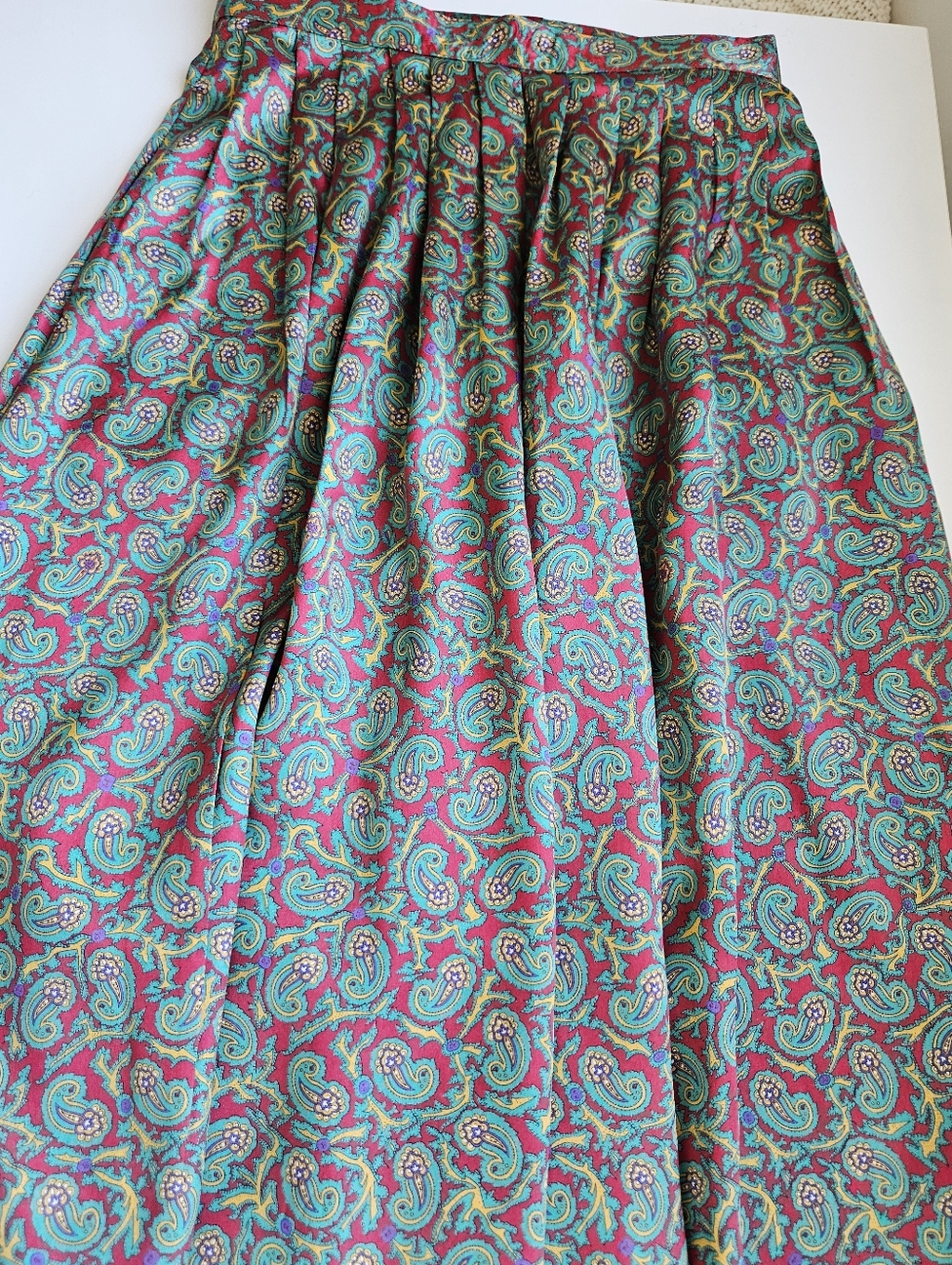 Oscar De La Renta Expressions Vintage  Paisley Print Pleated Long Skirt - Picture 9 of 16